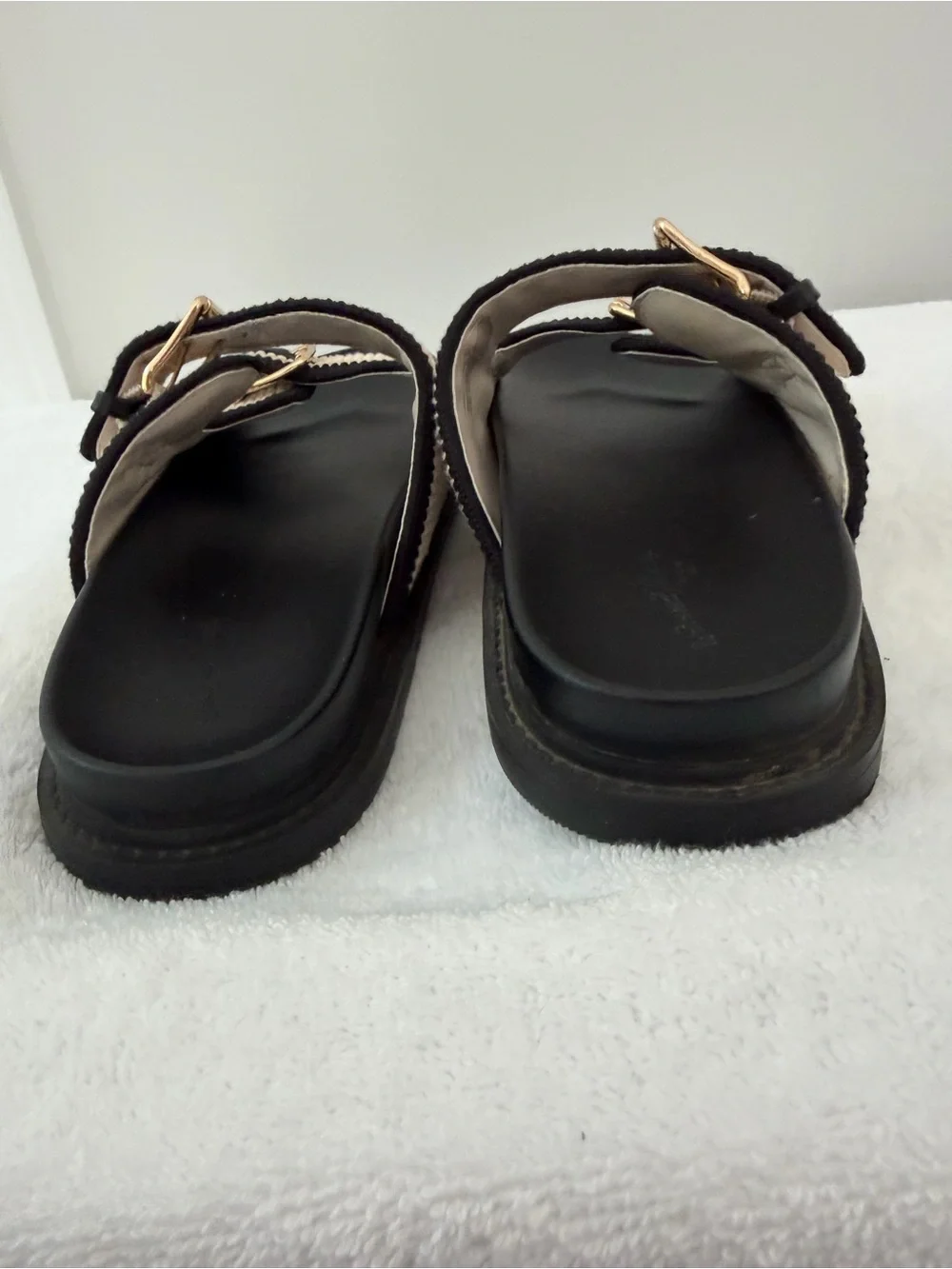 Universal Thread Kylie Knit Double Band Footbed Sandals Size 10 Neutral